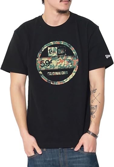Amazon New Era ニューエラ Tシャツ メンズ 半袖 プリント ブラック2xl B系 ストリート系 ファッション 大きいサイズ Tシャツ カットソー 通販