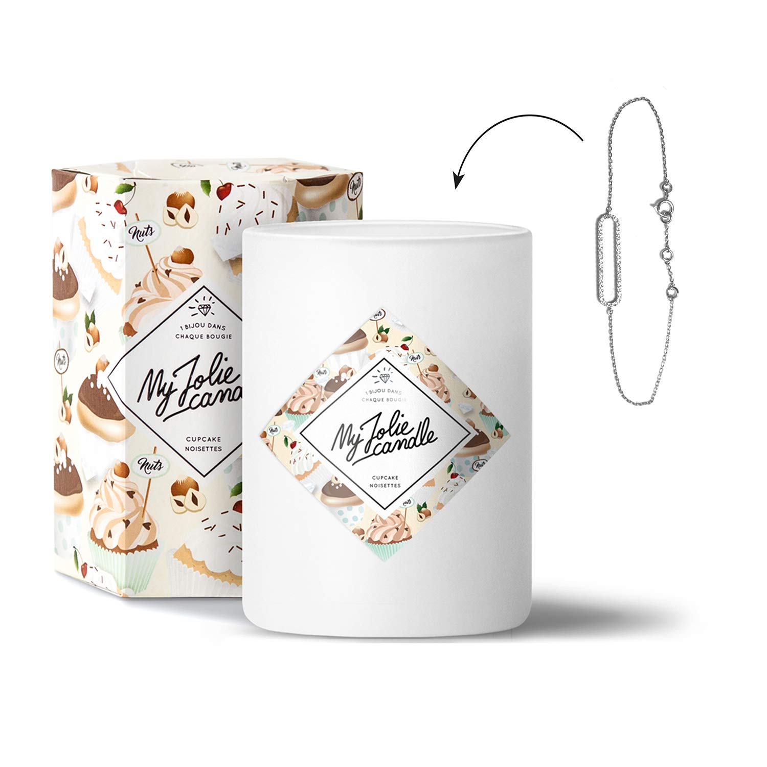 My Jolie candle Bougie-Bijou Cupcake Noisettes - Bracelet