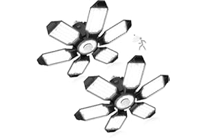 2 Pack Motion Activated Garage Lights - 200W 20000LM Motion Sensor Shop Light w/ 3 Switch Modes, 6 Deformable Panles, 6500K I