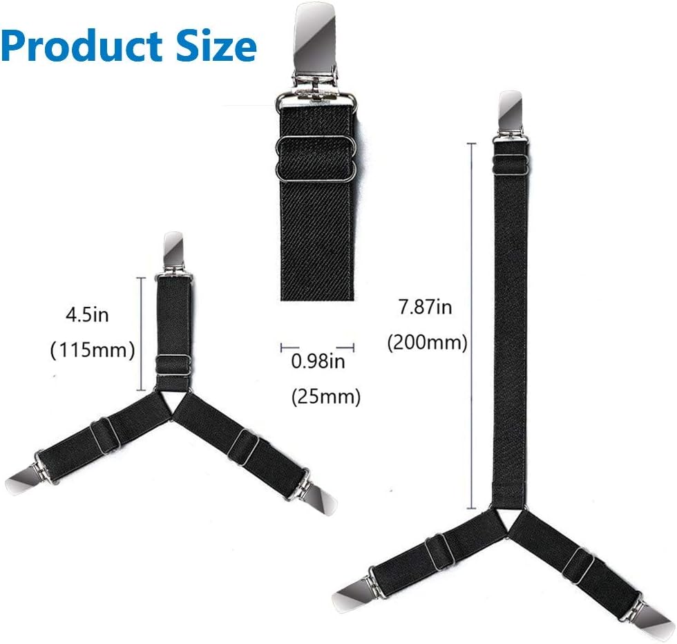 Ultrashang Sheet Straps Clip Triangle: 2-Set Elastic Fitted Bedding Sheet Fasteners Holder Suspenders for Bed Band Crib Mattress Pad Corner Gripper Bedsheet Keeper: Home & Kitchen