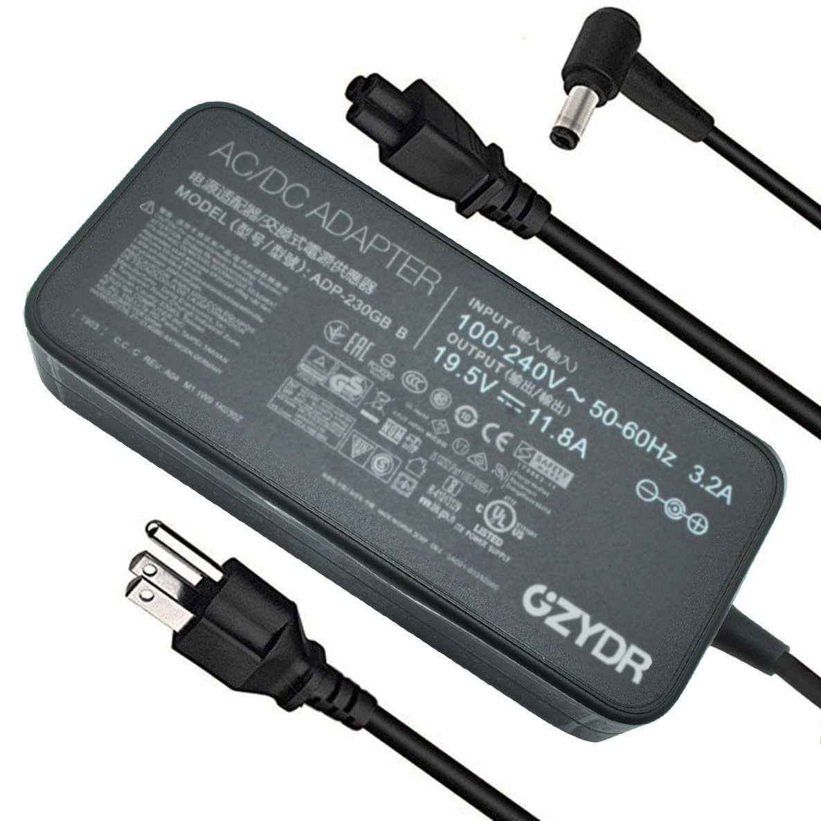 Photo 1 of 230W 19.5V 11.8A AC Charger for Asus ROG Zephyrus S GX701GX GX701GW GX701GV ROG Strix Scar II GL704GM-DH74 GL703GM-DS74 ADP-230GB B Gaming Laptop