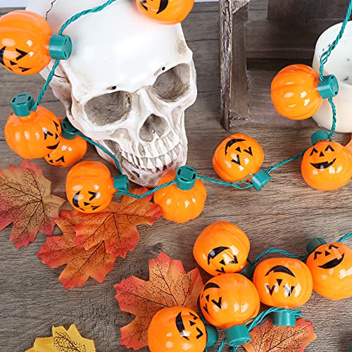 FUTUREPLUSX Pumpkin Light-up Necklace, 2 PCS Halloween Pumpkin Necklace Flashing Light Up Pumpkin Halloween Necklace