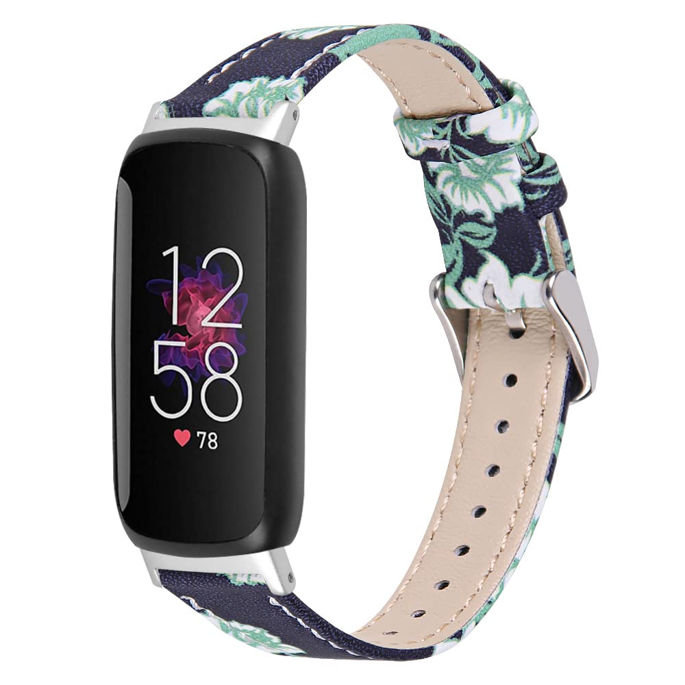 Chofit Straps Compatible with Fitbit Inspire 3 Strap, Replacement Leather Band Pattern Floral Wristband Bracelet for Inspire 3 Activity Tracker (B)