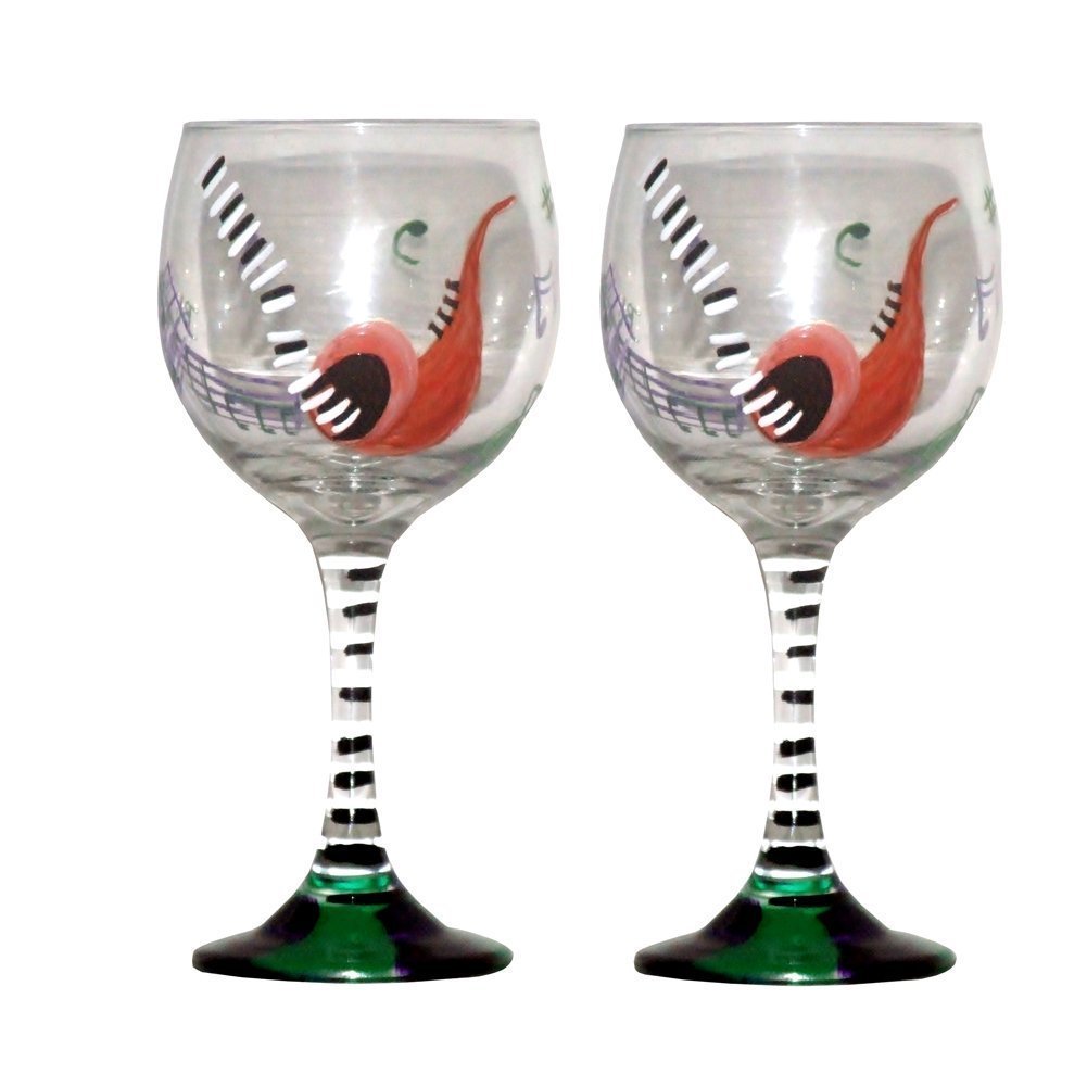 New Orleans Hand Painted Wine Glasses Set of 2 Handmade