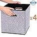 Storage Cube Box Container [4-Pack] Collapsible Linen Storage Bin Organizer Cabinet Shelf Container with Handles for Living Room Office