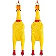 Xeehwb 2 Pcs Large Rubber Chicken,Screaming Chicken Dog Toys,Yellow Rubber Squawking Chicken,Squeaky Chicken Toys,Prank Noise Maker Dog Toys 12 Inch