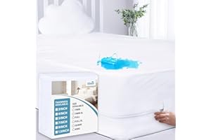 BILOBAN Twin Mattress Protector Waterproof Zippered (4/5/7/9Inches), Low Profile Mattress Encasement & Mattress Cover, 6 Sides Wrapping Box Spring Cover, Soft & Breathable