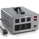 8000W Voltage Converter Transformer, Step Up/Down 110V/220V to 220/230/240V | Auto Input Recognition,3 US &amp; 3 Universal Outlets, LCD Display,for Home Appliances,Overseas Travel, Workshop, Power Tool Use