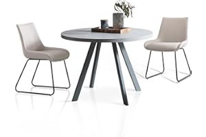 Zerifevni Round Dining Table and Chairs for 2, MDF Table and PU Chairs Set 2 for Kitchen, Living Room, Dining Room,Reception Room (Table with 2 Black Leg Chairs)