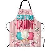 WONDERTIFY Cartoon Candy Apron,Sweet and Colorful Candy Pink Background Bib Apron with Adjustable Neck for Men Women,Suitable for Home Kitchen Cooking Waitress Chef Grill Bistro Baking Apron