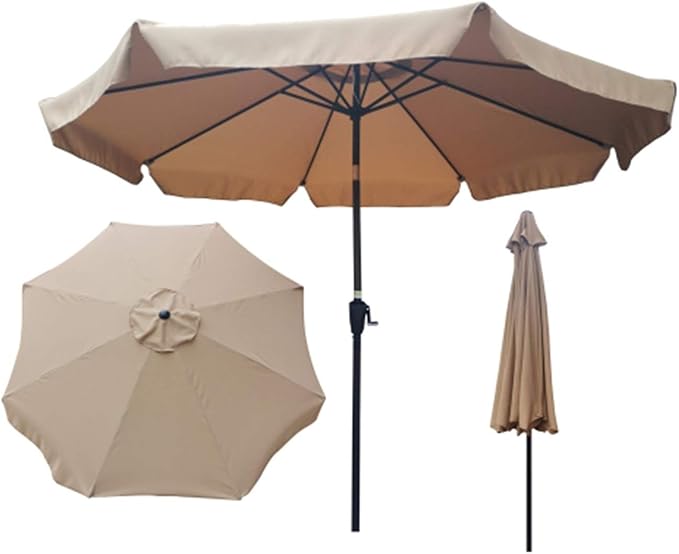 Paraguas para patio al aire libre de 3 m con deflector, 8 varillas