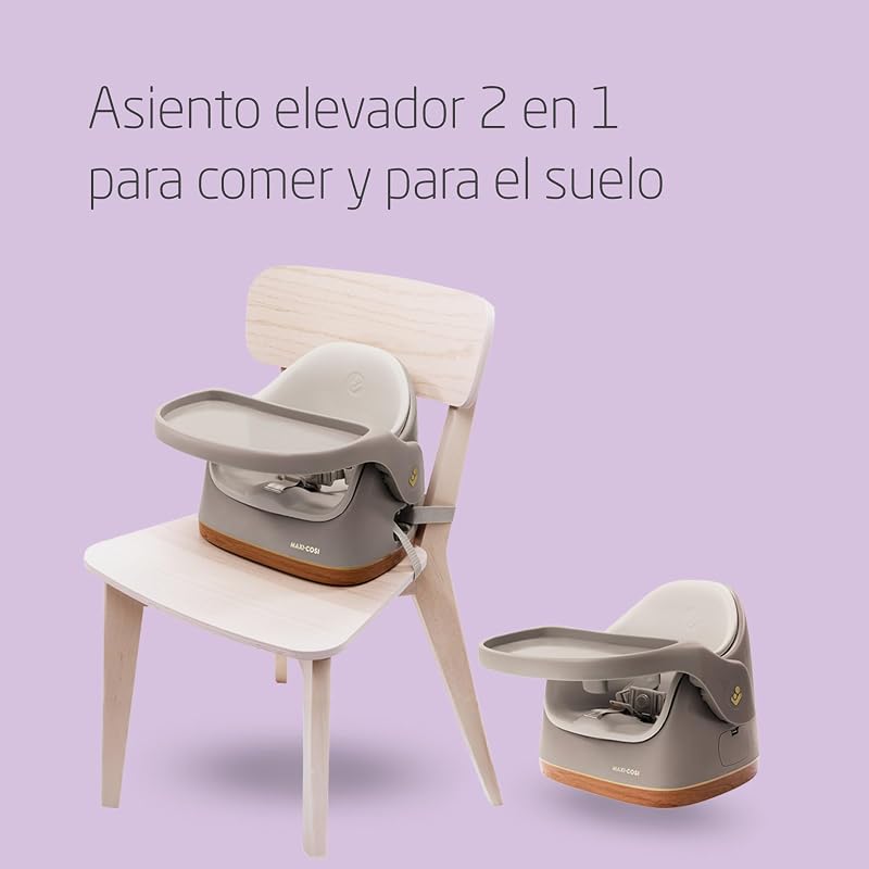 Cadeira alta portátil Jay 2 em 1, dos 6 meses aos 3 anos, 9-15 kg, cadeira de bebé no chão, bandeja ajustável, fácil de limpar, design compacto, espaçosa, bege elegante