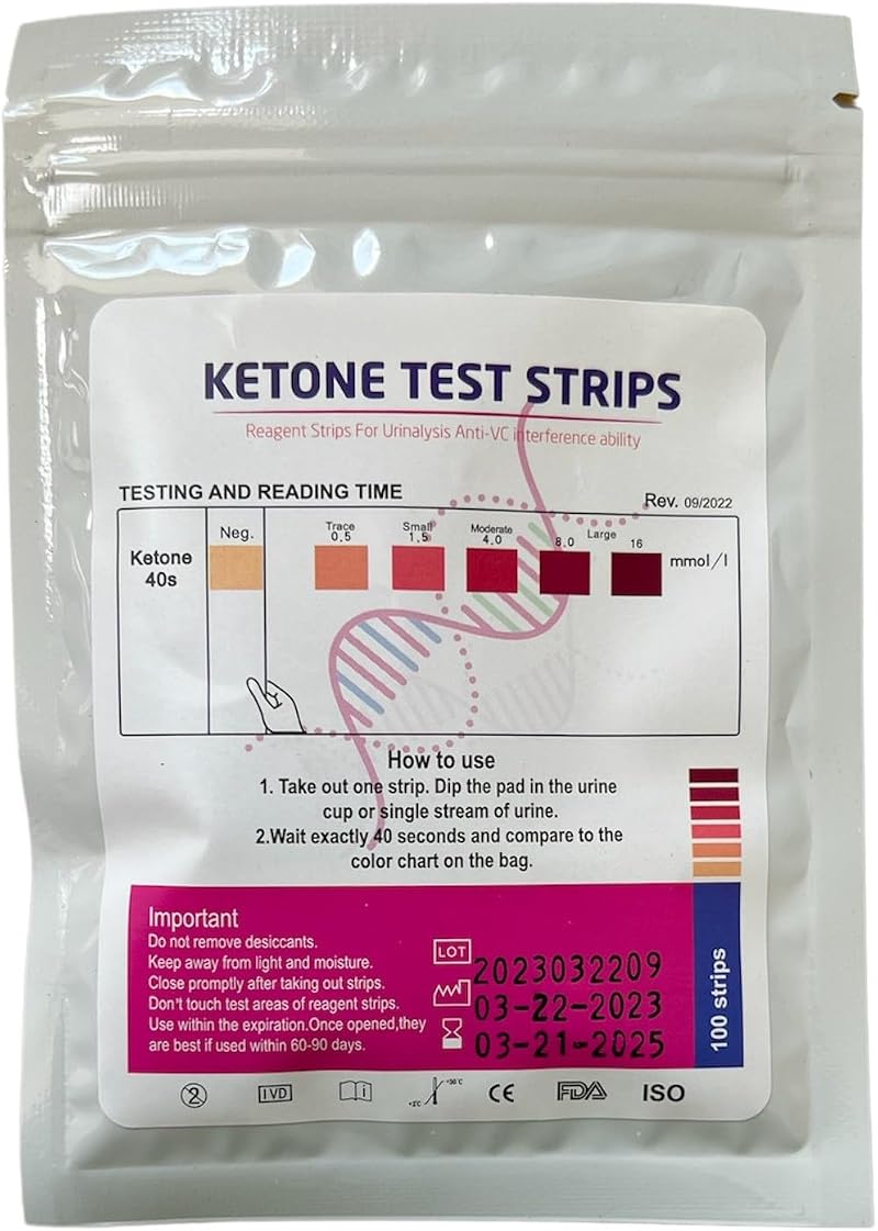 MediMad Ketone Test Strips 100 Urine Ketone UTI DKA Monitoring