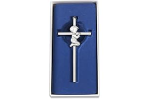 Silver Boy Wall Cross Blessing Baby Metal Cross Praying Boy Plaque Wall Decor Cross Great for Baptism Perfect for First Holy 