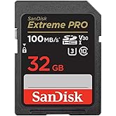 SANDISK 32GB Extreme PRO SD Memory Card, Up to 100MB/s Read Speeds, UHS-I | V30, U3, C10, 4K UHD, Up to 90MB/s Write Speeds, Compatible with Cameras and Camcorders - SDSDXXO-032G-GN4IN