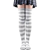 LUZTACT Long Striped Socks Over Knee Thigh High Stockings for Women Girls Cosplay Costumes Party Accessories