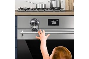 EUDEMON Child Safety Heat-Resistant Oven Door Lock, Oven Front Lock for Kids Easy to Install, Use Adhesive,No Screws or Drill (1 Pack,Clear-Black)(ONLY for Flat Surface)