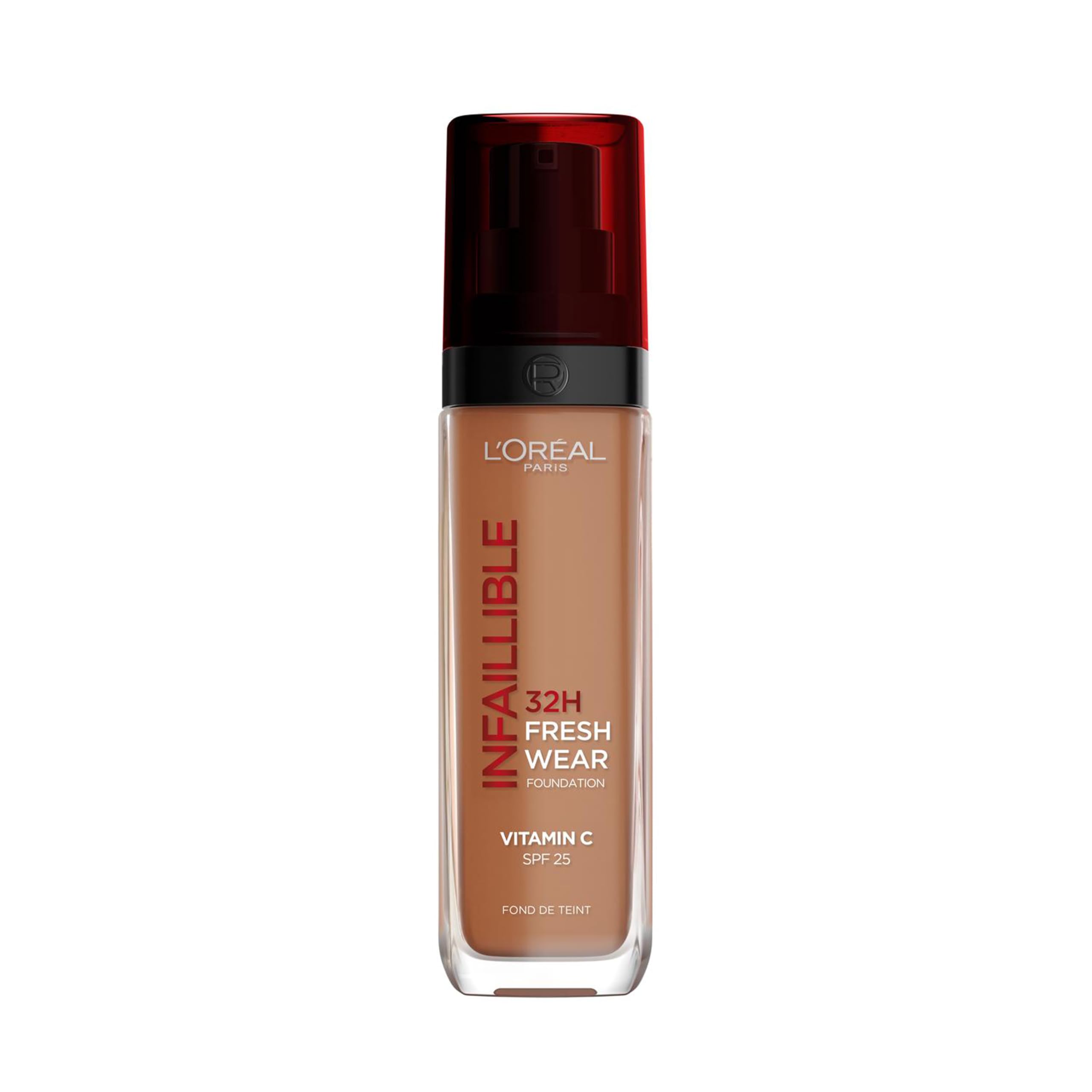 L'Oréal Paris Liquid Foundation, Full Coverage, Lasting Wear, With Vitamin C and SPF 25, Infallible 32H Fresh Wear, 365 Deep Golden