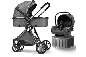 WISESONLE Luxurious Baby Stroller with Infant Carrier (Dark Grey)