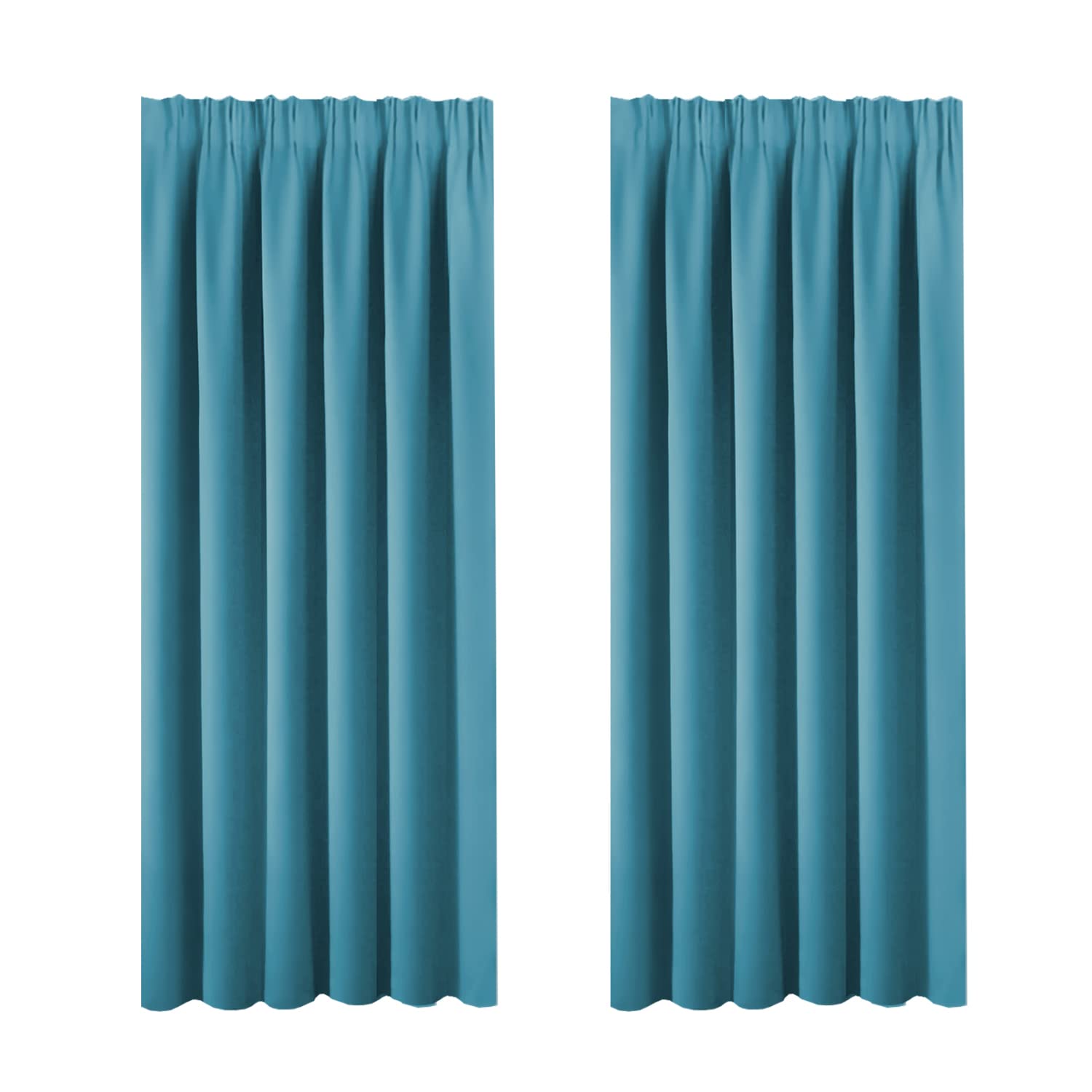 BellaHills Blackout Curtain Panels for Bedroom, Thermal Insulated Pencil Pleat Top Blackout Draperies and Drapes (2 Panels,W66 x D72 inches, Turquoise Blue)