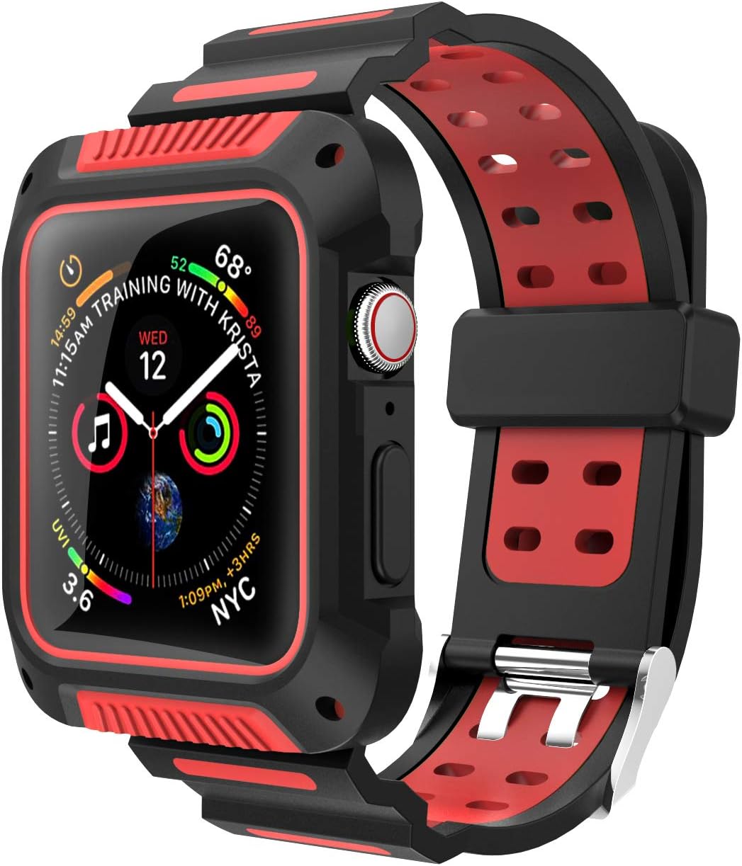 VORI Compatible with Apple Watch Band 44mm 40mm 42mm 38mm Case, Shock-Proof and Shatter-Resistant Silicone Sport Band for iwatch Band Protective Case Compatible with Apple Watch Series 5/4/3/2/1 Editi