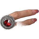 YERTTER Vintage Boho Ring Crystal Rhinstone Roud Ring Adjustable Antique Crystal Ring Expandable Open Wrap Ring Statement Ring for Women Girls Large Cocktail Party