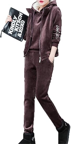 Amazon ベィジャン レディース スウェット 上下 パーカー 長袖 ベスト パンツ ジャージ 三点セット トレーニングウェア ゆったり 体型カバー 厚手 秋冬 大きいサイズ ジャージ上下セット 通販