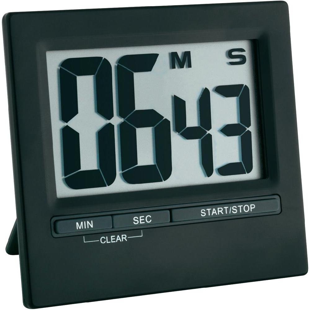 TFA Dostmann 38.2013.01 Electronic Timer and Stopwatch with Large Display Front Black Aluminium