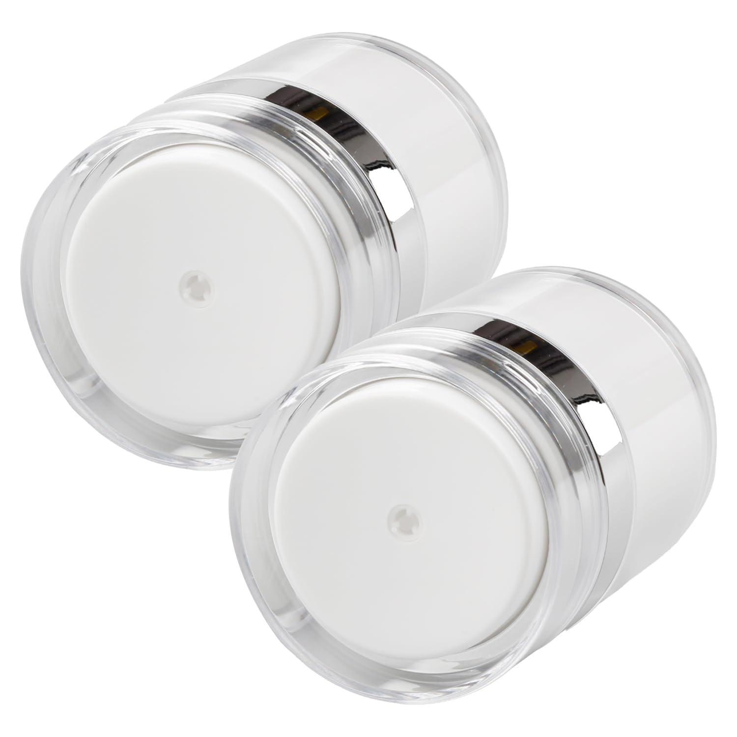 Tabanzhe 2Pcs Vacuum Cream Jar Bottles - Airless Pump, Portable Cosmetic Containers for Lotions, Creams, and Makeup, Refillable Travel Bottles, Refillable Cosmetic Jars (15ML)