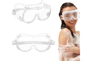 GENZYRE 2Pcs Safety Goggles, Clear Shower Face Shield Onion Goggles Protective Eyewear, Adjustable Eyelash Extension Eye Shield After Cataract Surgery, Shower Visor for Adult