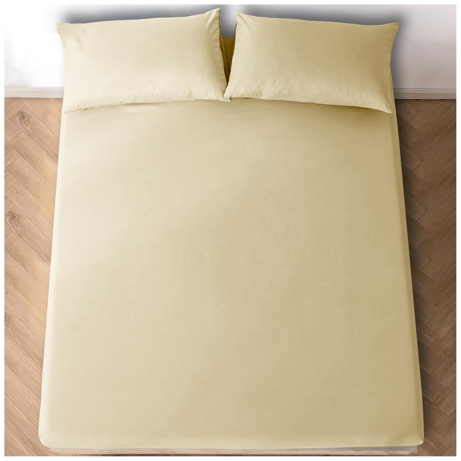 Fitted Sheet Double Bedding with 25 cm Depth- Super Soft Cosy Easy Care Polycotton Bed Linen- Shrinkage and Fade Resistant- Cream