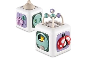 SOCBTNSO Baby Busy Board Cube, Toys for Boy Girl, Montessori Travel Toys for Toddlers, Learning Fine Motor Skills| Birthday Gifts for Infant Boys Girls