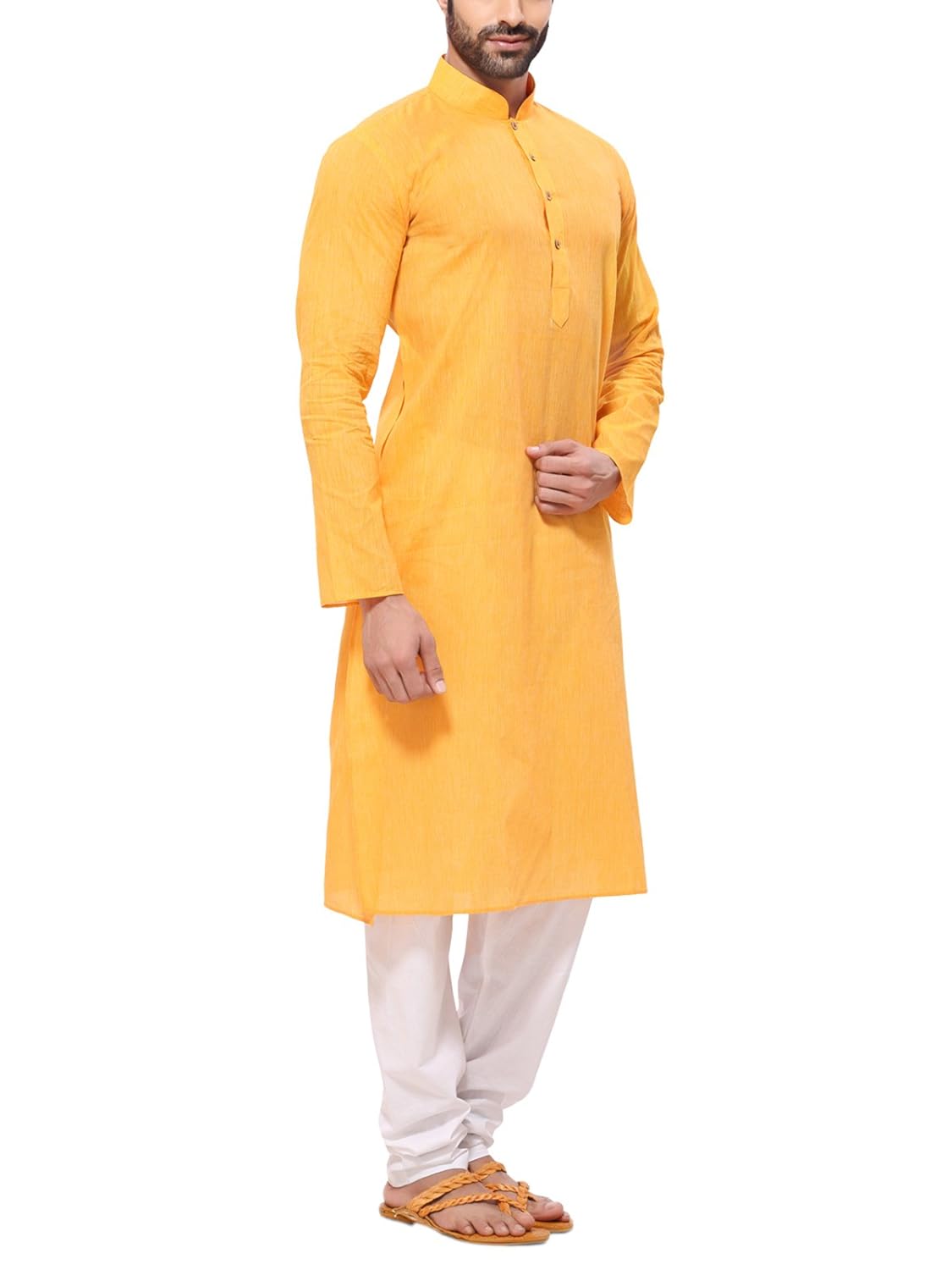 rg designers men's handloom yellow kurta pyjama
