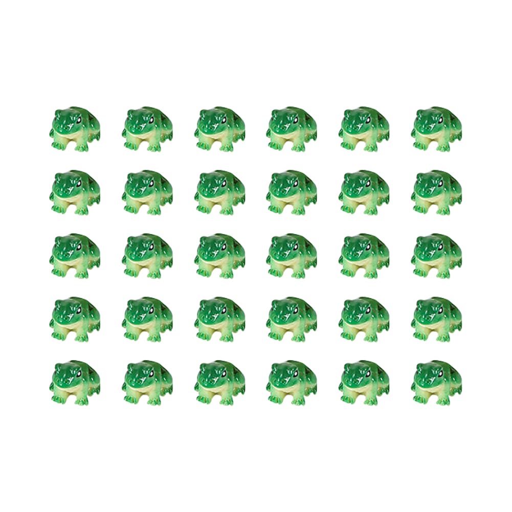 JIHUOO 30 Pcs Resin Mini Frogs Small Green Plastic Frogs Miniature Frogs Figurines Cute Frog Figures Fairy Garden Decor Frogs Landscape Ornaments