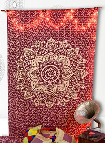 Golden Ombre Indian Wall Hanging Hippie Mandala Tapestry Bohemian Bedspread Ethnic Dorm Decor