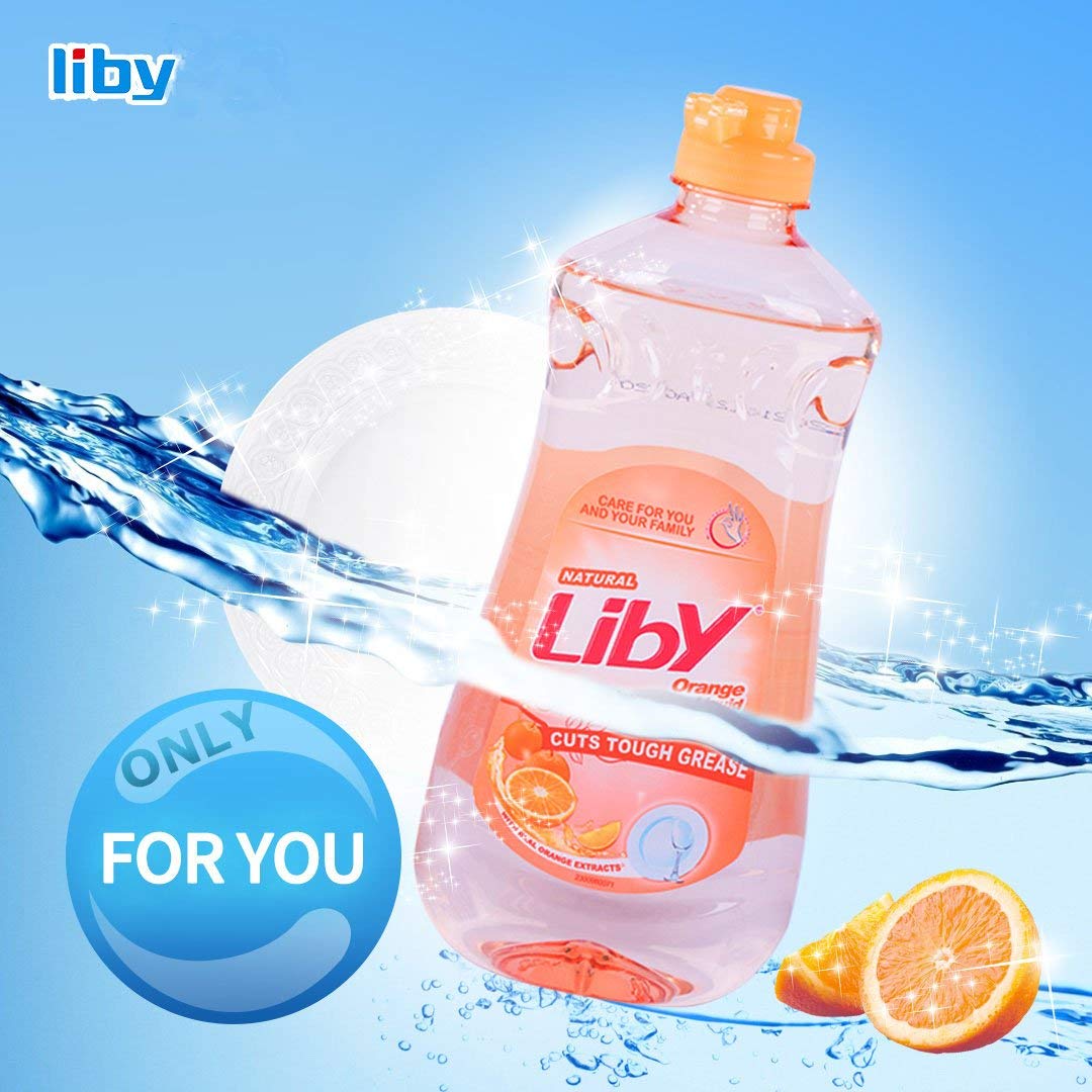 LIBY Dishwashing Liquid Dish Soap, Dish Detergent, Green Tea,Orange and Mineral Salt, 3 Pack(16 oz)