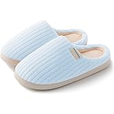HUXMEYSON Slippers for Women, Warm Memory Foam Comfy House Slippers with Anti-Skid Rubber Sole for Indoor and Outdoor
