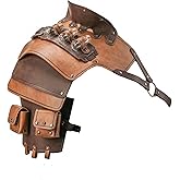 SUMGOGO Single Shoulder Armor Vials Coin Pouch Retro Medieval Knight Shoulder Armors Pauldron Renaissance Cosplay Viking Costume (Brown a)
