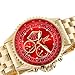 Konigswerk Men's Watch Gold Bracelet Red Dial Multifunction Day Date AQ101105G