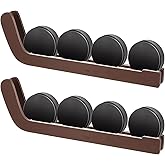 Beeveer 2 Pcs Hockey Puck Display Cases Wooden Wall Mount Hockey Puck Holder with Hook for Players Team Gifts Living Room Storage Decoration Accessories