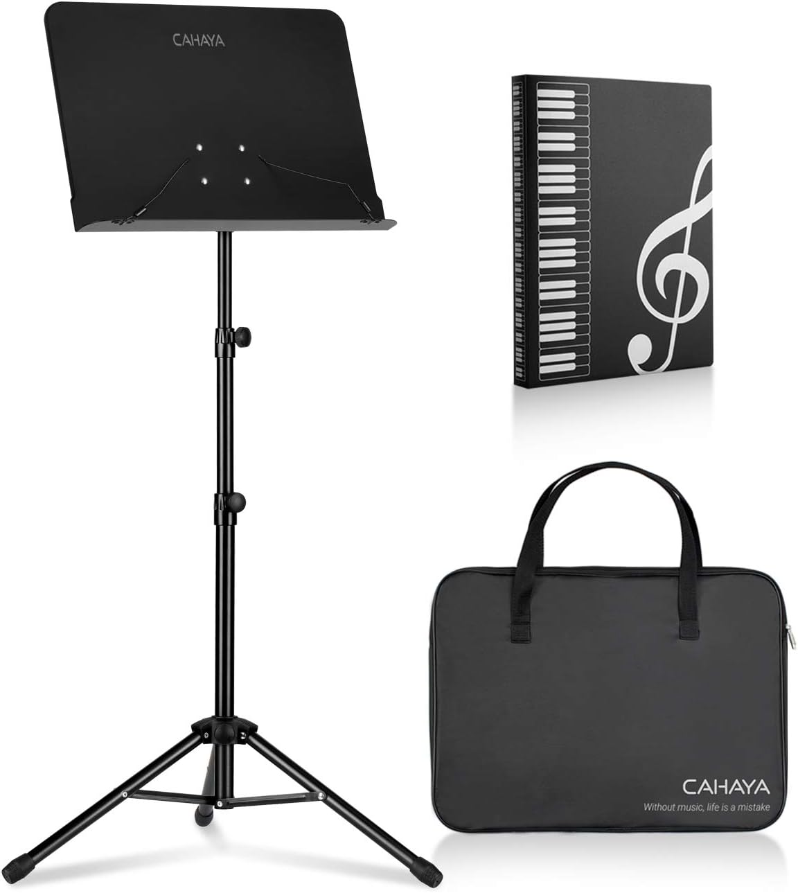 CAHAYA Sheet Music Stand Metal Portable with Carrying Bag, Sheet Music