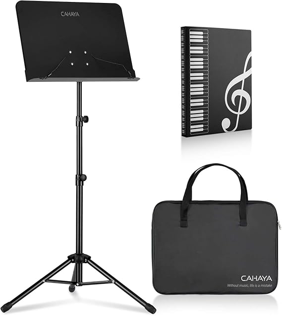 CAHAYA Sheet Music Stand Metal Portable with Carrying Bag, Sheet Music