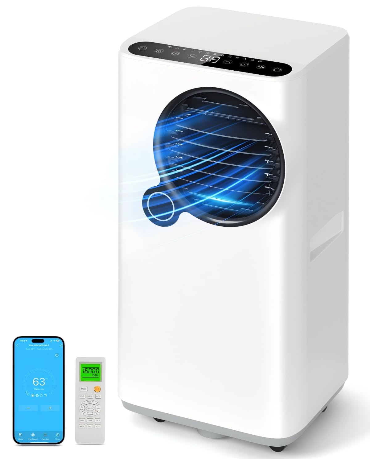 Photo 1 of Portable Air Conditioners, 16000 BTU 6-in-1 Cooling, Dehumidifier & Fan, Ultra Quiet with 24H Smart Timer, Auto Shut-Off & Child Lock for Home/Bedroom/Office