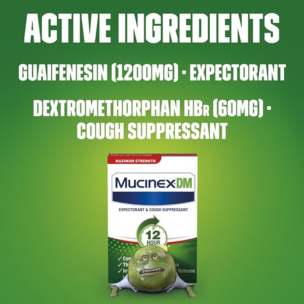 MUCINEX DM 12 HR MAX STRENGTH EXPECTORANT & COUGH SUPPRESSANT TABLETS, 42CT,