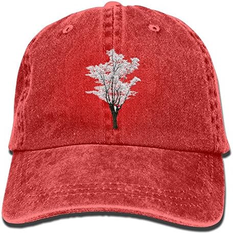 Snow Tree Musician Classic Cotton Adjustabl Baseball Plain Cap,Hip Hop Baseball Cap Red