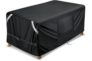 COSFLY Waterproof Patio Furniture Table Covers Durable, Rectangular Outdoor Coffee Table Covers - Fits up to 74L x 47W x 28H inches(Black)