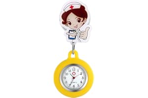 Women Nurse Watches Clip-on Lapel Doctors Clinic Staff Tunic Stethoscope Badge Easy Pull Clasp Stretch Silicone Fob Nursing W