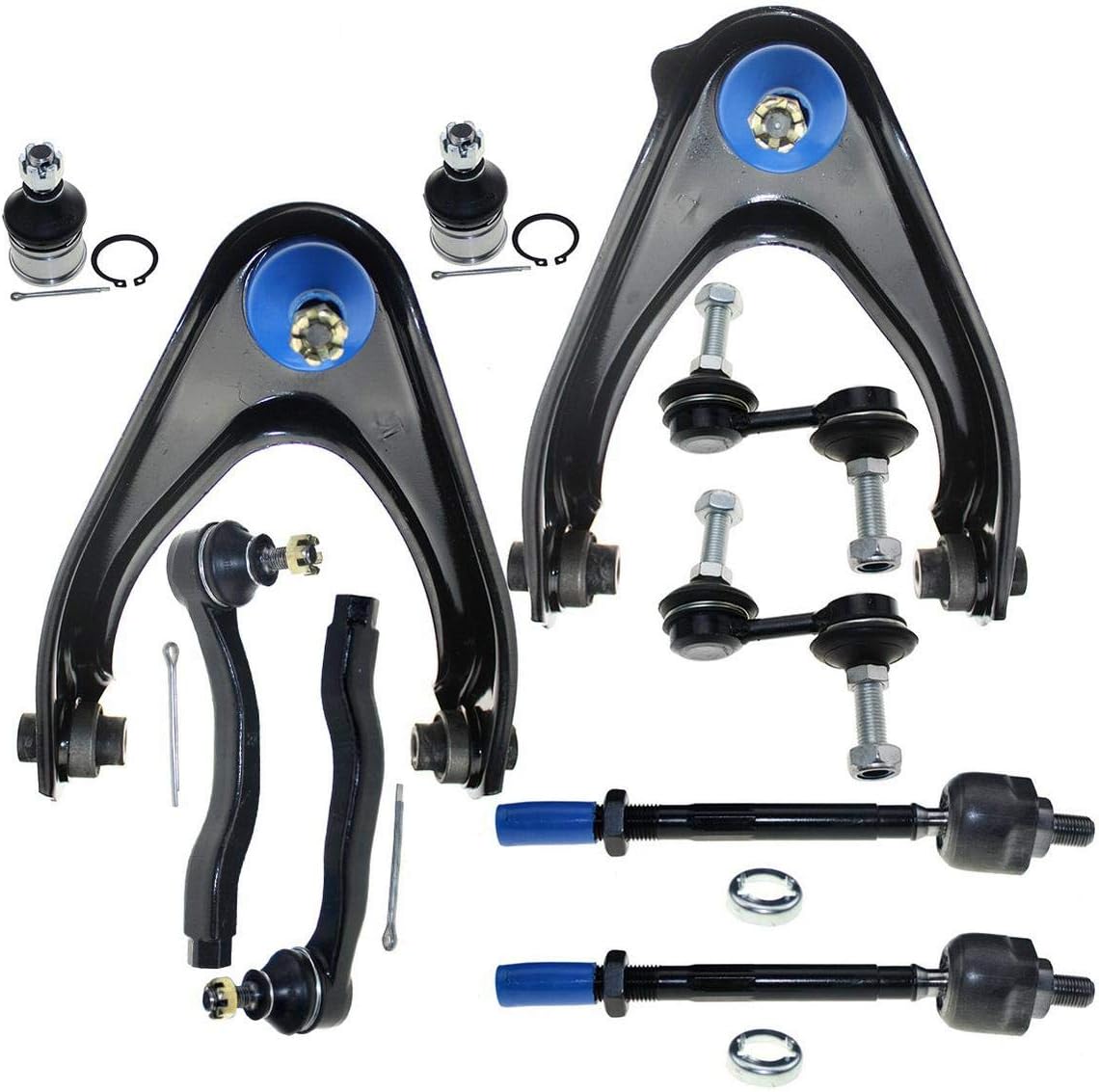 DLZ 10 Pcs Front Suspension Kit-2 Upper Control Arm Assembly 2 Lower Ball Joint 2 Inner 2 Outer Tie Rod End 2 Sway Bar Compatible with CR-V 1997 1998 1999 2000 2001