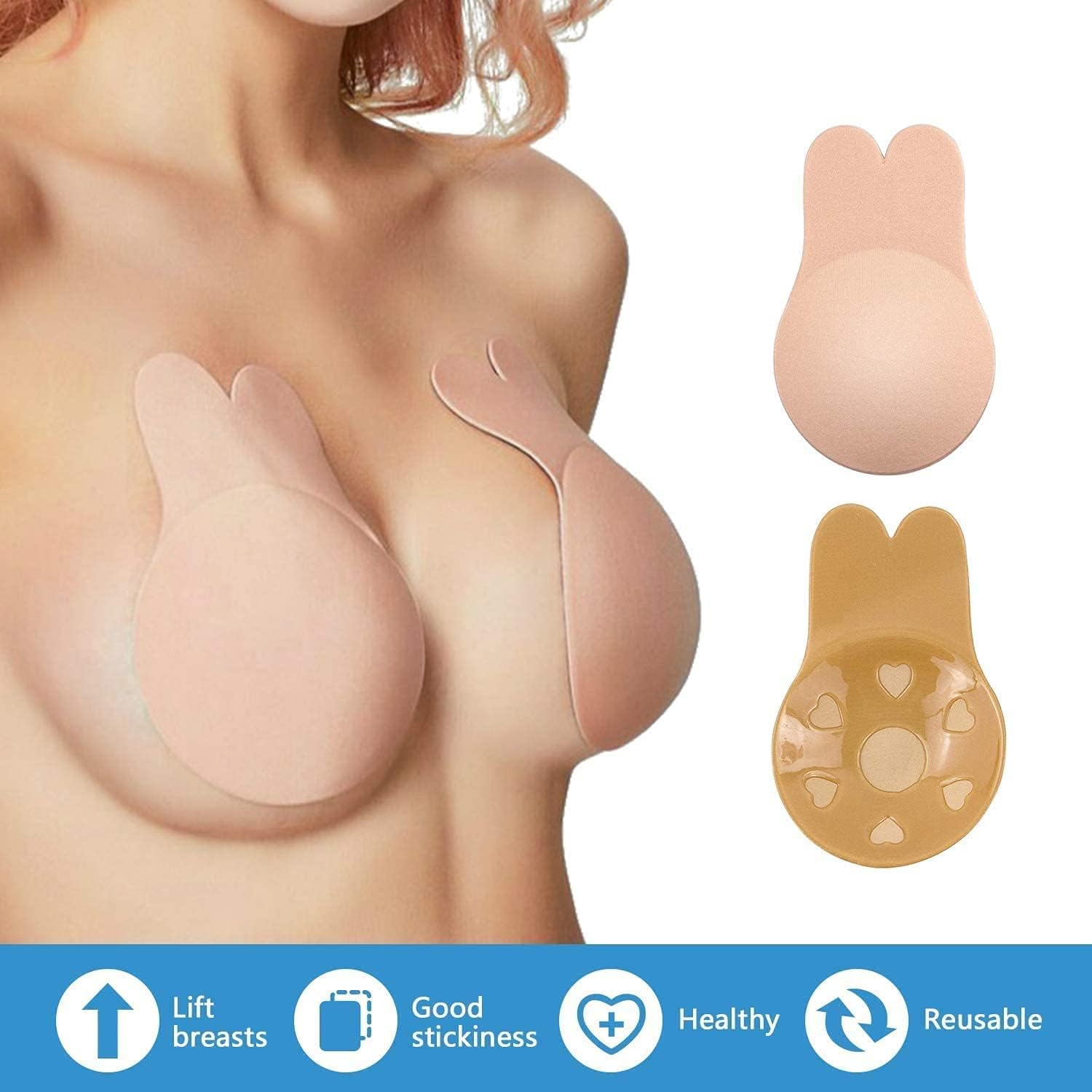 2 Pairs Breast Lift Nipple Covers, Adhesive Bra Instant Breast Lift Silicone Covers Pasties Tape at  Women’s Clothing store