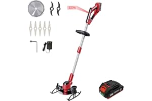 Korunria Cordless Weed Wacker & Edger & Lawn Mower with 2.5Ah Battery, 3-in-1 Weed Wacker Battery Operated, Running Time 50~75 Mins (Battery and Charger Included) (One Battery)